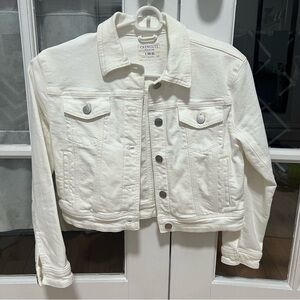Cropped denim trucker jacket, white, GIRLS large